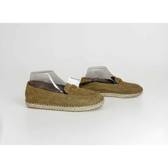 ZARA Espadrille Slip On Tan Gold Suede Loafers Preppy Nautical Women US 8 EU 39 - Picture 4 of 9